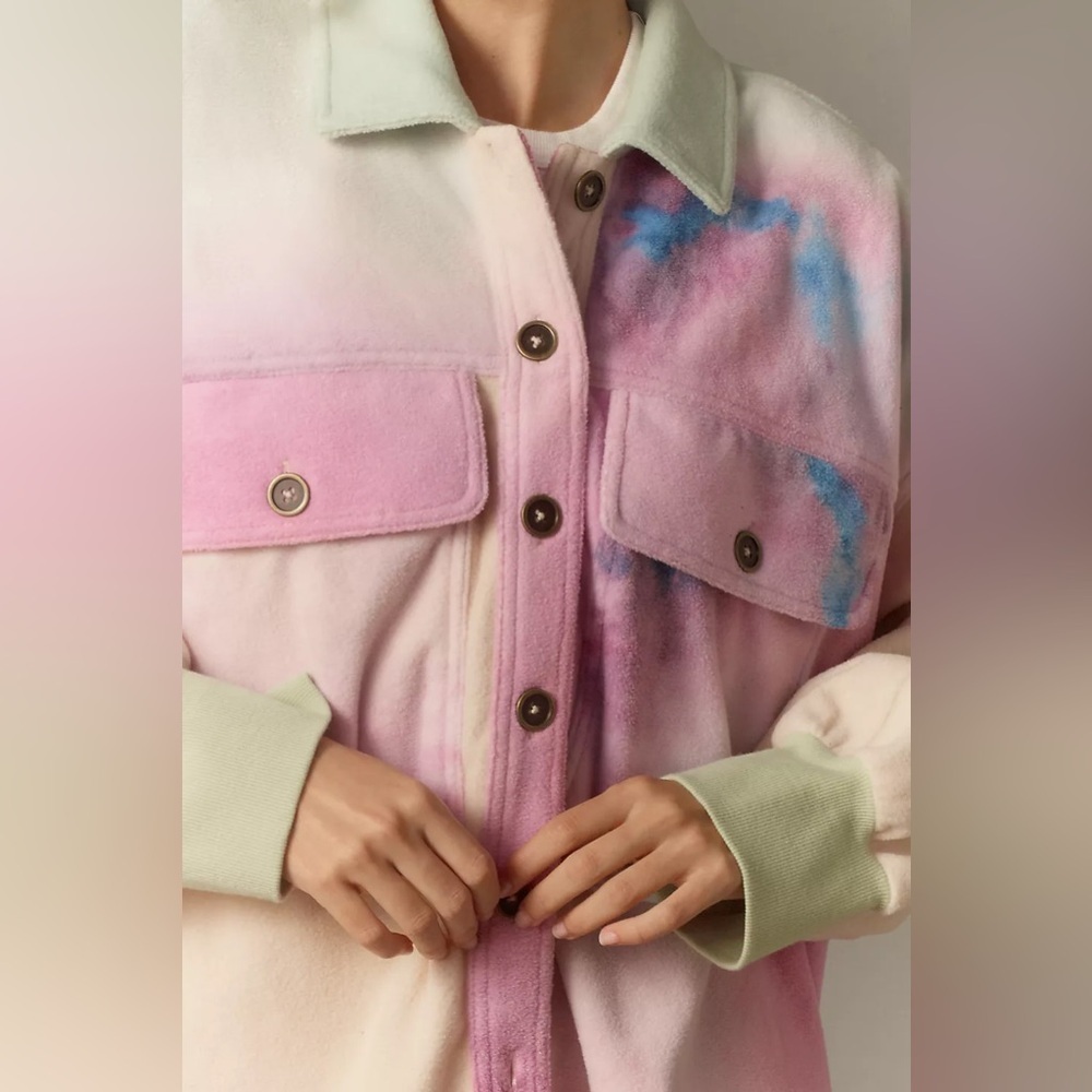 NWT! Anthro Pilcro Cotton Microfleece Button-Front Jacket - Medium Petite - Picture 2 of 8